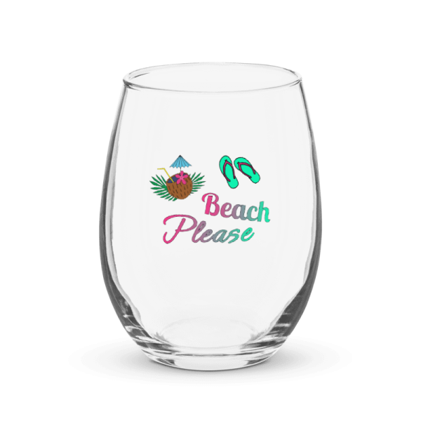 Beach Please - Stemless Wine Glass - Image 2