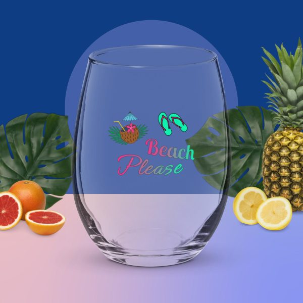 Beach Please - Stemless Wine Glass - Image 3